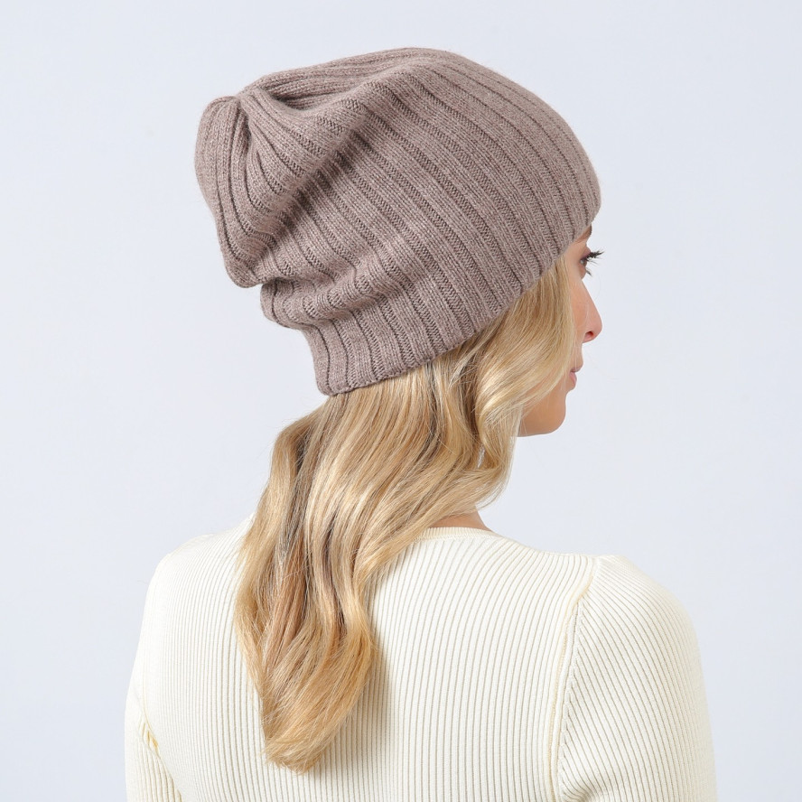 Шапка ковпак жіноча вовна коричнева LIORA 697-790, фото 5