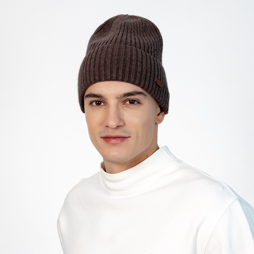 Шапка біні чоловіча вовна коричнева FREDERICK 699-794, фото 3