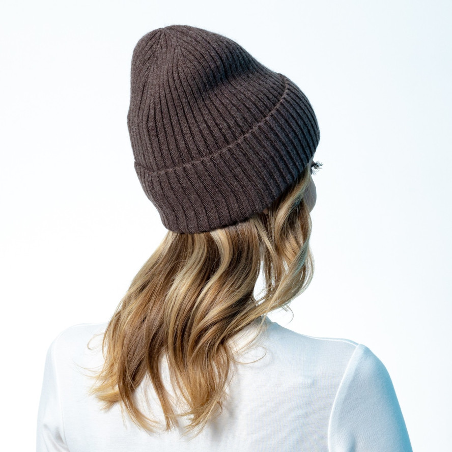 Шапка біні жіноча вовна коричнева FREDERICK 699-794, фото 5