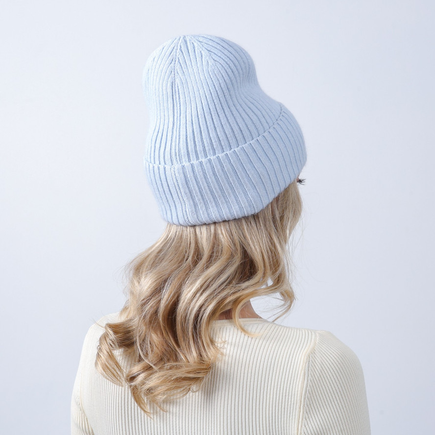 Шапка бини женская шерсть голубая FREDERICK 699-800, фото 4