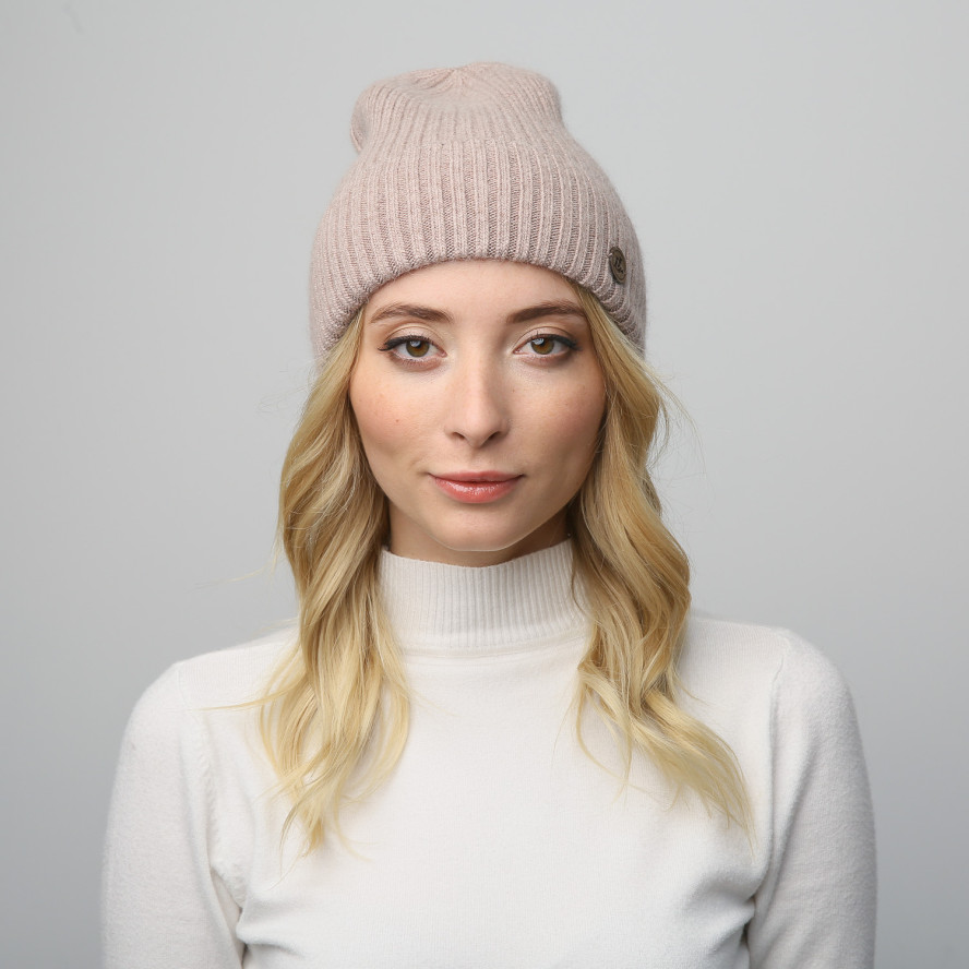 Шапка біні жіноча вовна бежева FREDERICK 699-817, фото 4