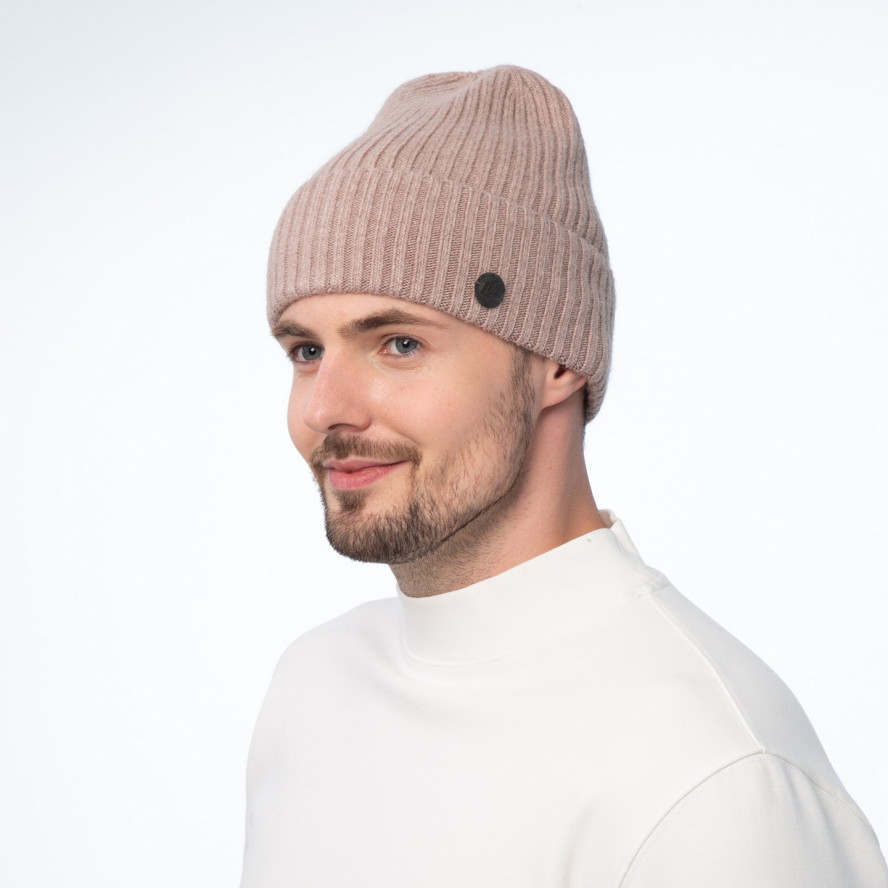 Шапка біні чоловіча вовна бежева FREDERICK 699-817, фото 3