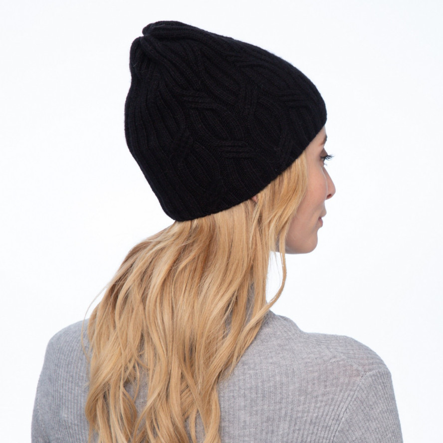 Шапка біні жіноча вовна чорна AMALA 704-559, фото 4