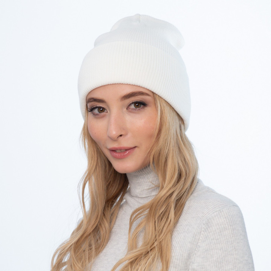 Шапка біні жіноча бавовна біла FREYA 704-634, фото 3