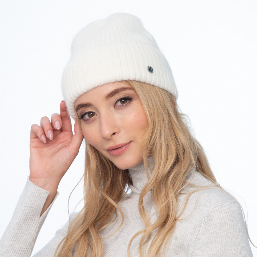 Шапка біні жіноча ангора молочна EMILY 705-488, фото 3