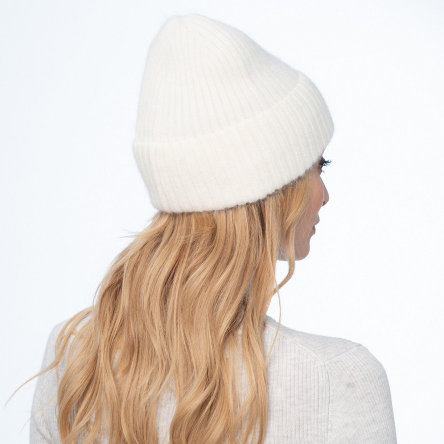 Шапка біні жіноча ангора молочна EMILY 705-488, фото 4