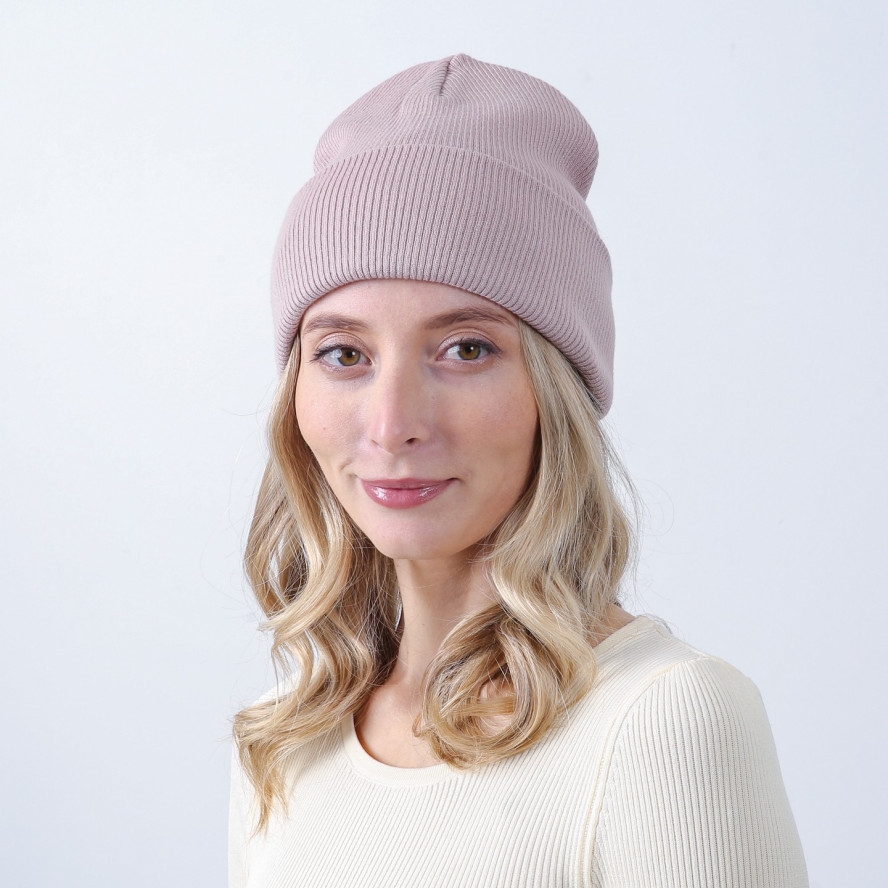 Шапка бини женская хлопок бежевая FREYA 730-459, фото 3