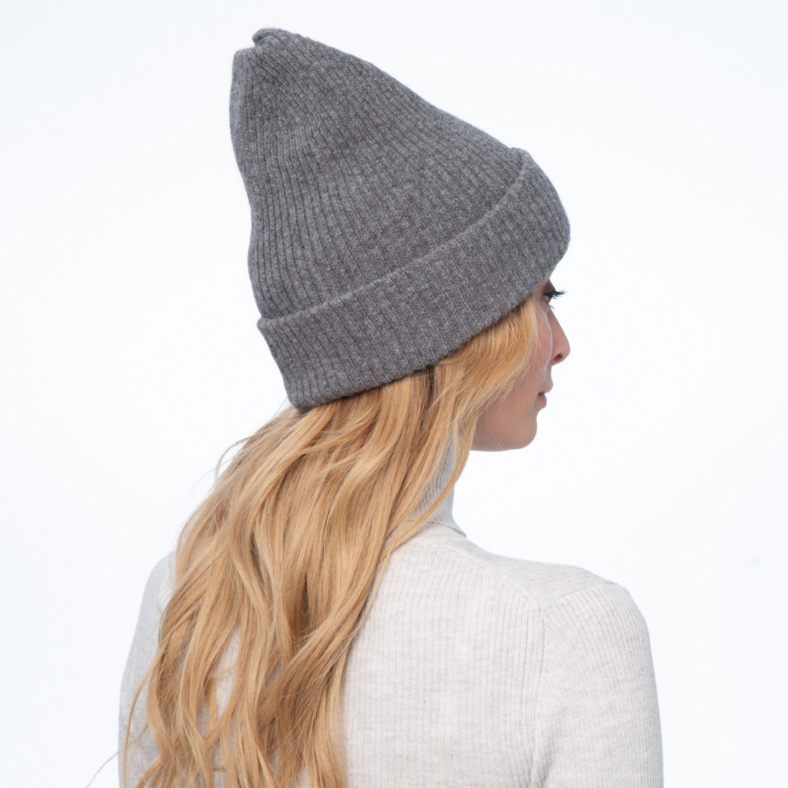 Шапка біні жіноча ангора з вовною сіра AVA 947-222, фото 4