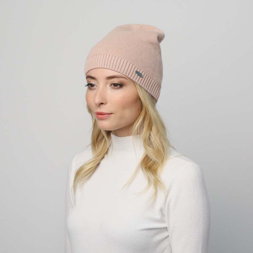 Шапка біні жіноча ангора бежева LINDA 947-383, фото 3