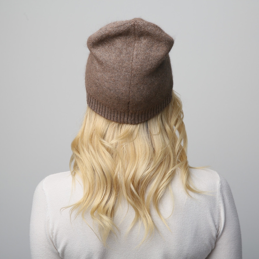Шапка біні жіноча ангора коричнева LINDA 947-406, фото 5