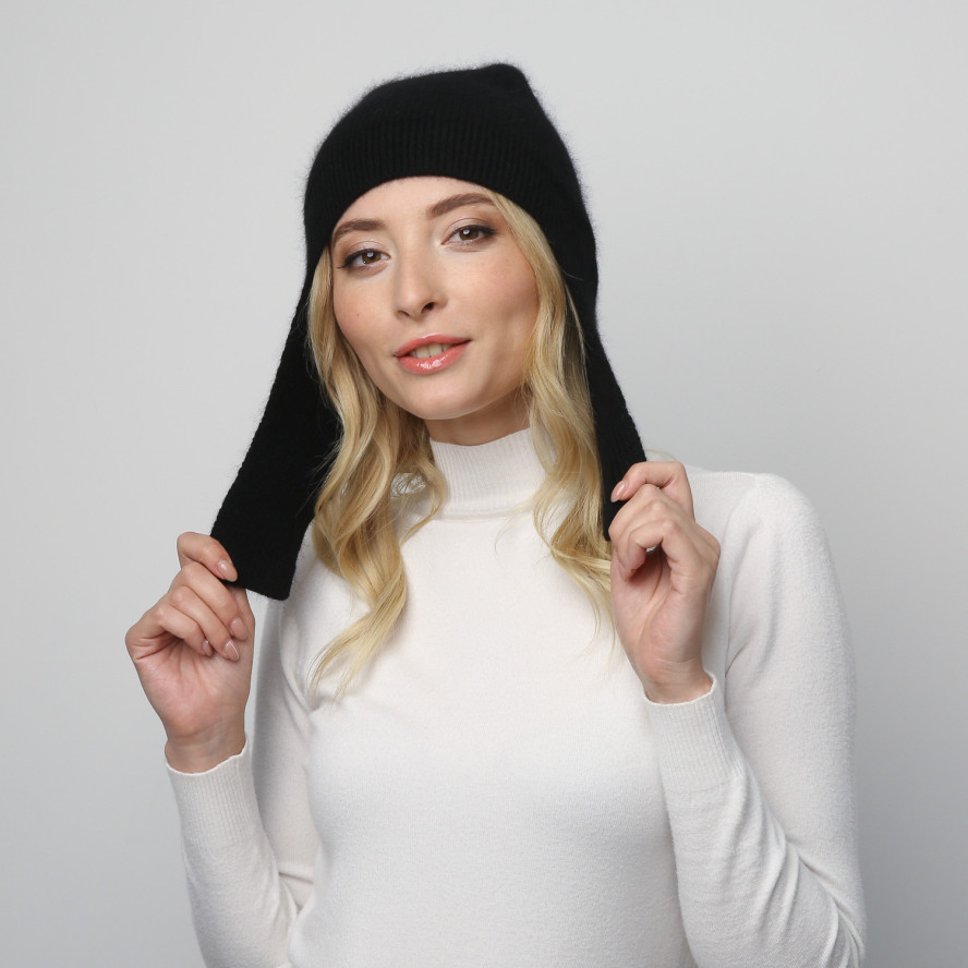 Шапка вушанка жіноча ангора чорна MOLLY 948-045, фото 5