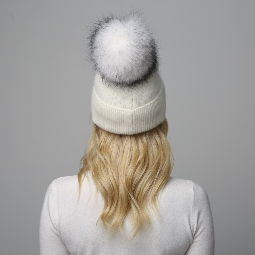 Шапка з помпоном жіноча ангора біла GILL 948-083, фото 5