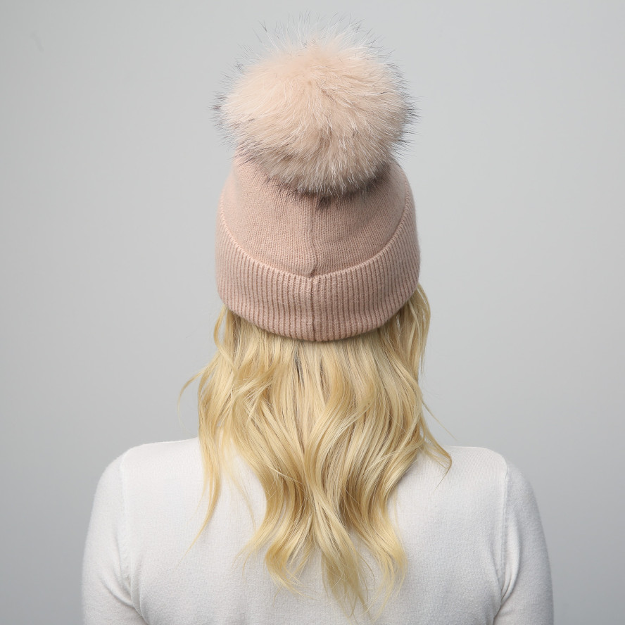 Шапка з помпоном жіноча ангора бежева GILL 948-106, фото 5