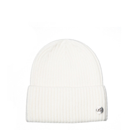 Шапка біні жіноча вовна мериноса молочна EVELYN 955-555