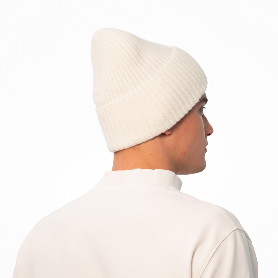 Шапка біні чоловіча вовна мериноса молочна EVELYN 955-555, фото 4