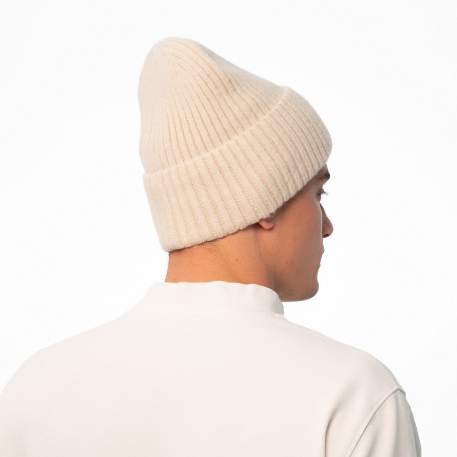 Шапка бини мужская шерсть мериноса бежевая EVELYN 955-579, фото 4