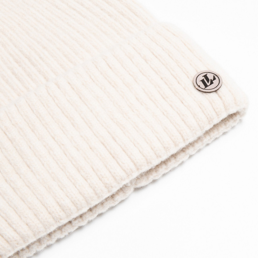 Шапка бини женская шерсть мериноса бежевая EVELYN 955-579, фото 2