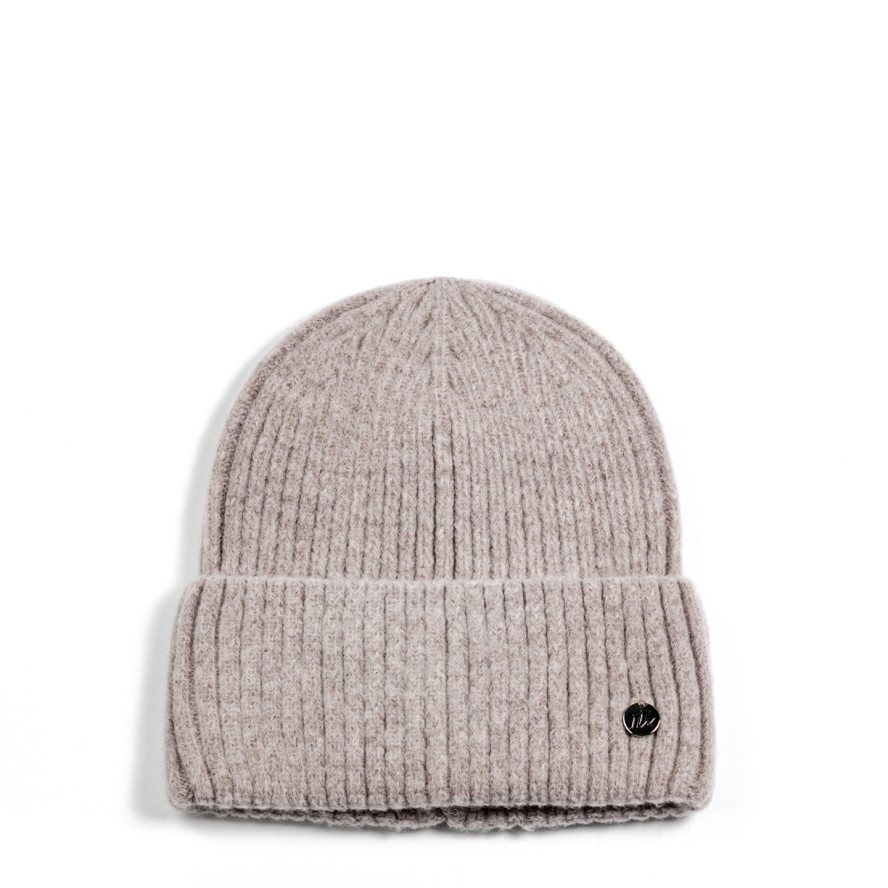 Шапка біні жіноча вовна мериноса коричнева EVELYN 955-586, фото 1