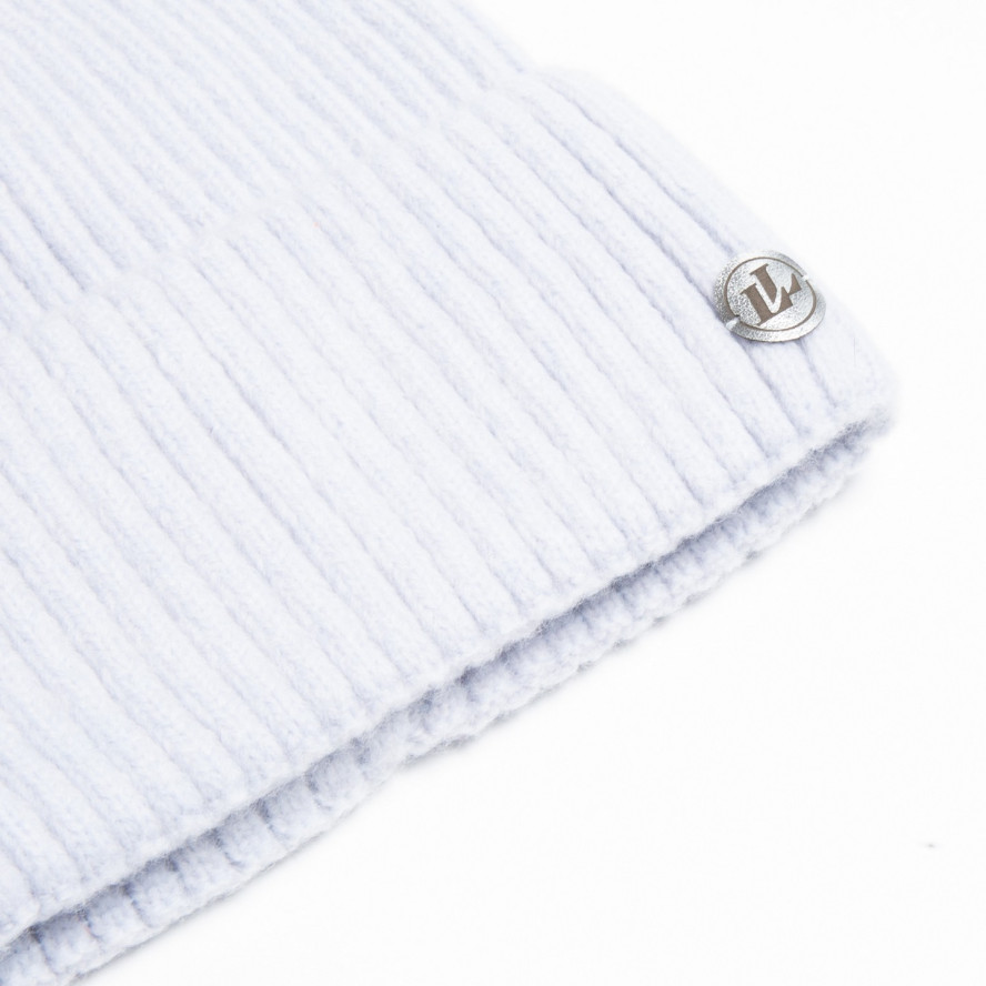 Шапка біні жіноча вовна мериноса синя EVELYN 955-593, фото 2
