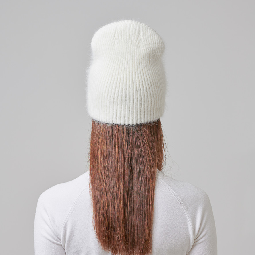 Шапка бини женская ангора белая SCARLET 955-746, фото 5