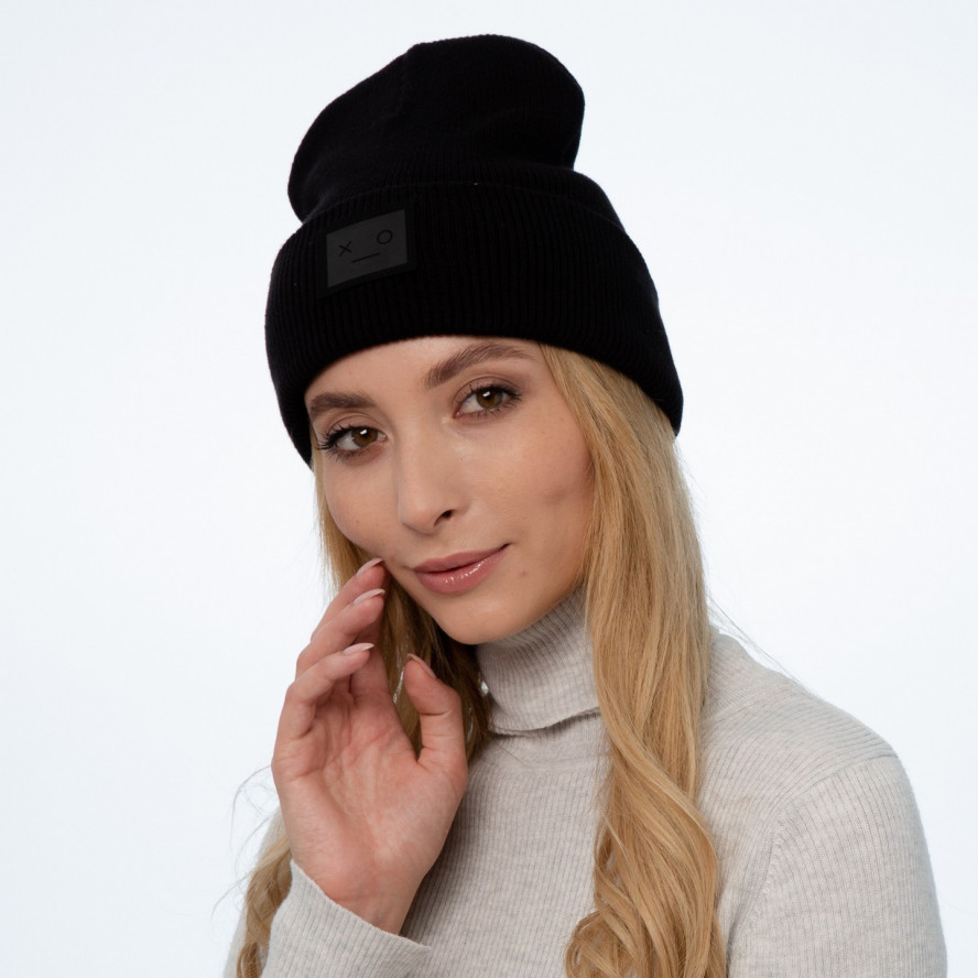 Шапка біні жіноча бавовна чорна SHANE 959-263, фото 3