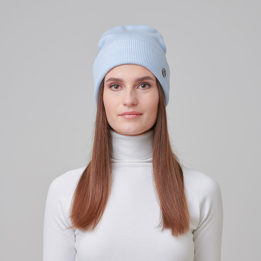 Шапка біні чоловіча віскоза блакитна CHERIL 968-746, фото 4