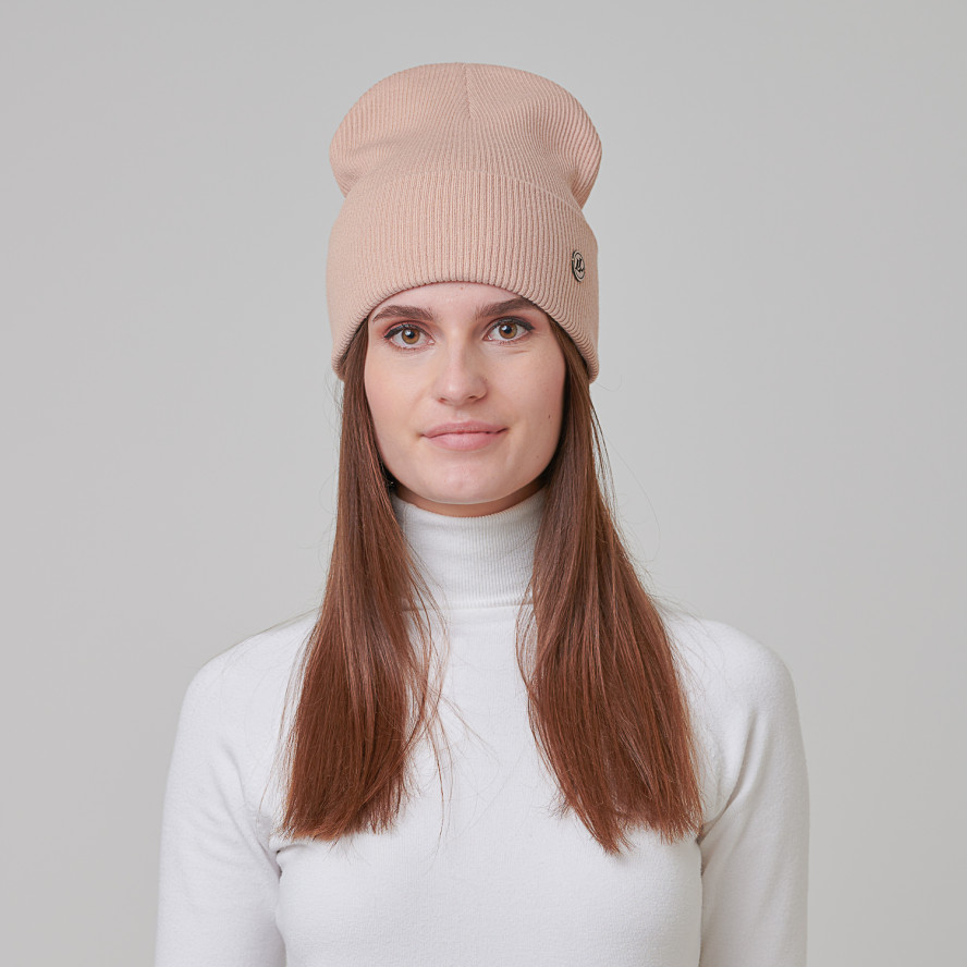 Шапка біні жіноча віскоза бежева LIAM 972-712, фото 4