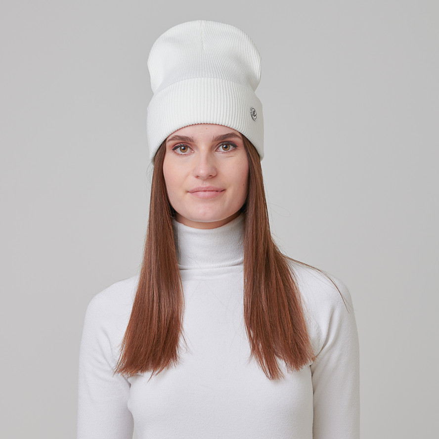 Шапка біні жіноча віскоза молочна LIAM 972-729, фото 4