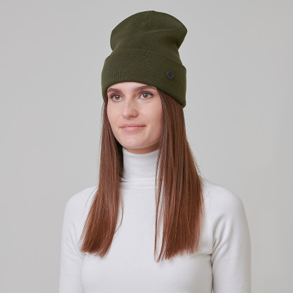 Шапка бини женская хлопок зеленая JASPER 972-798