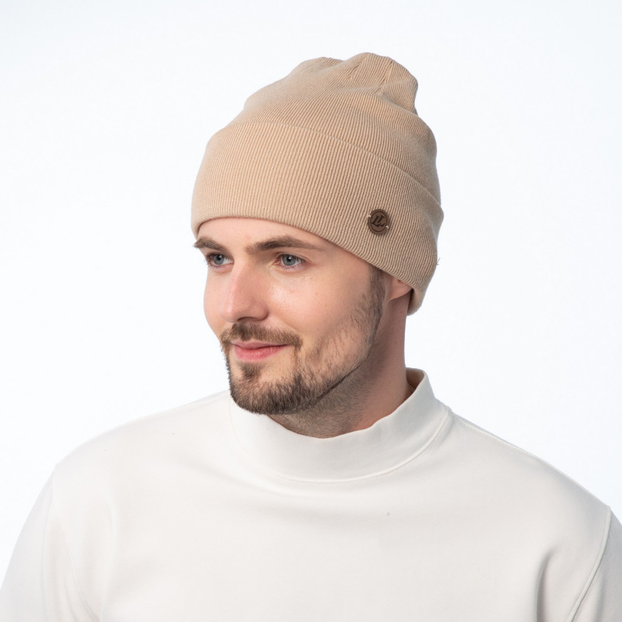 Шапка бини мужская вискоза бежевая RUTH 977-823, фото 3