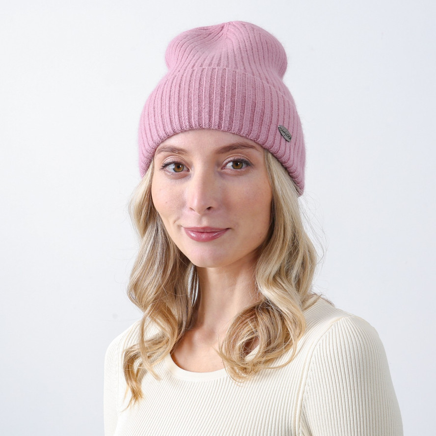 Шапка бини женская шерсть розовая FREDERICK 986-689, фото 3