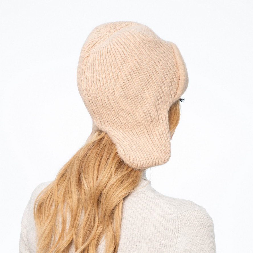 Шапка вушанка жіноча вовна рожева GINA 000-377, фото 4