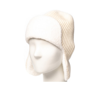 Шапка вушанка жіноча вовна біла GINA 000-384 Шапка вушанка жіноча вовна біла GINA 000-384