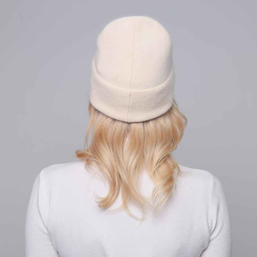 Шапка біні жіноча ангора бежева JUNE 001-046, фото 5