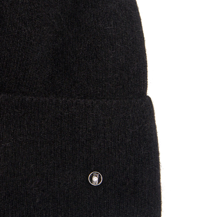 Шапка біні жіноча ангора чорна JUNE 001-053, фото 2