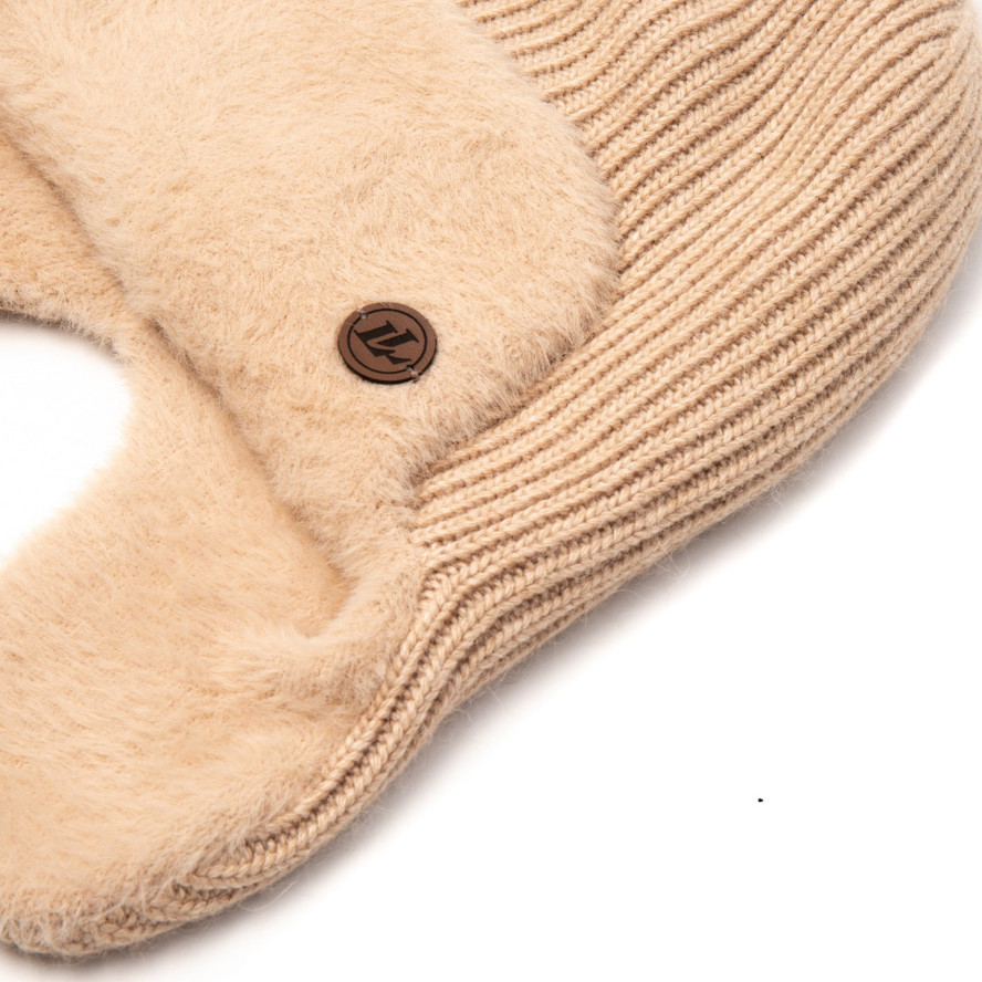 Шапка вушанка жіноча вовна бежева GINA 011-519, фото 2