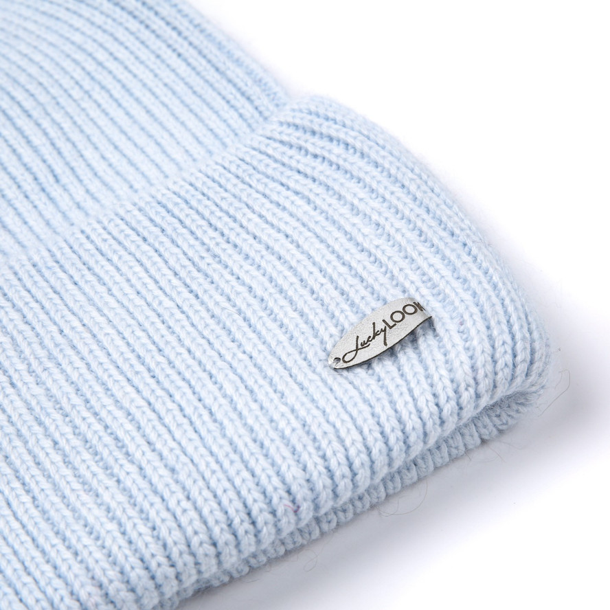 Шапка бини женская шерсть голубая GEORGE 013-063, фото 2