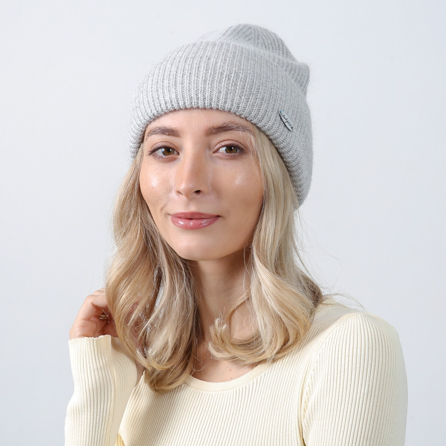 Шапка біні жіноча вовна сіра GEORGE 013-087, фото 3