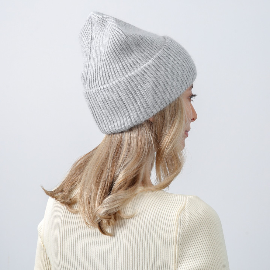 Шапка біні жіноча вовна сіра GEORGE 013-087, фото 4
