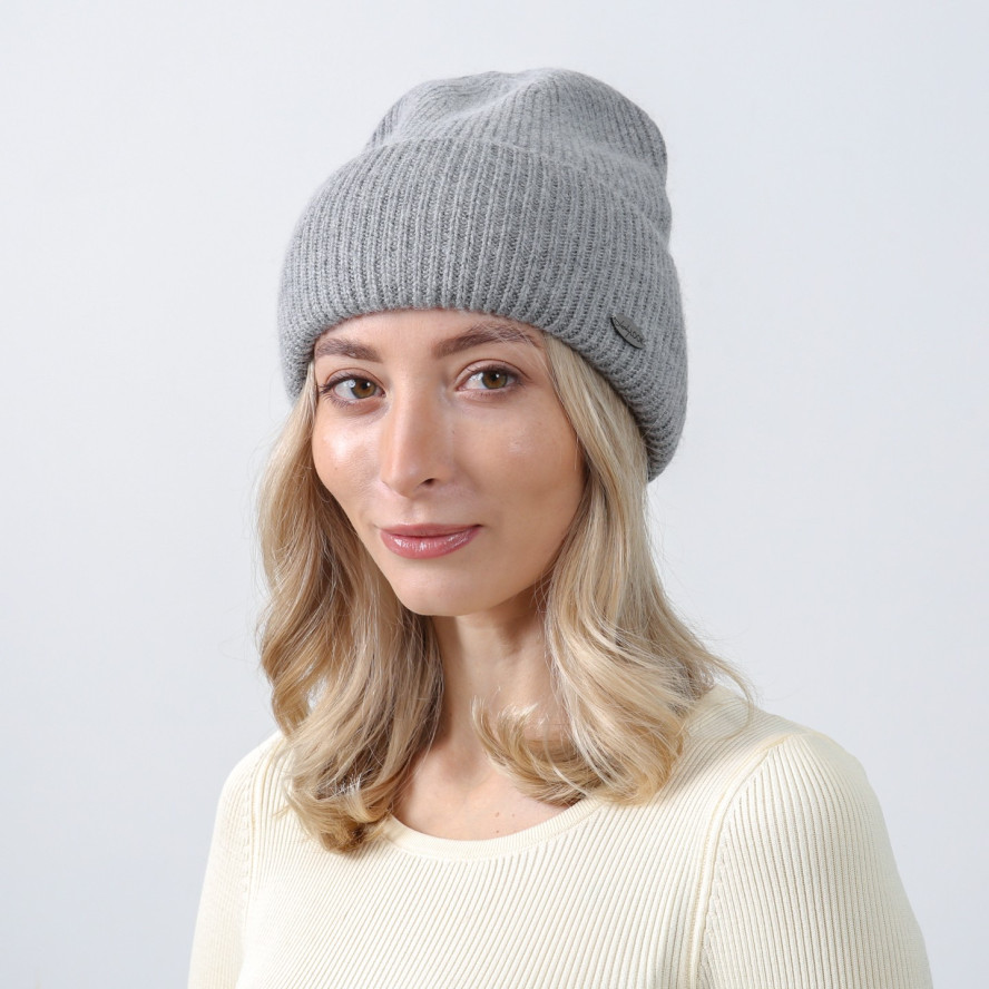 Шапка біні жіноча вовна сіра GEORGE 013-094, фото 3