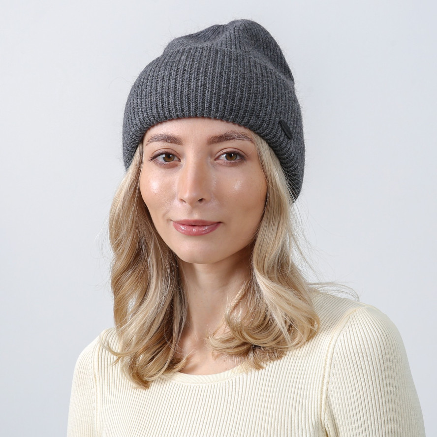 Шапка біні жіноча вовна сіра GEORGE 013-100, фото 3