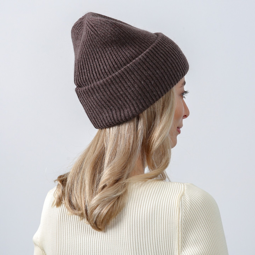 Шапка біні жіноча вовна коричнева GEORGE 019-515, фото 4