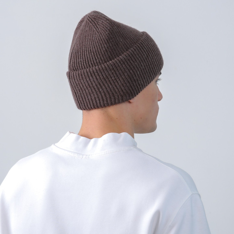 Шапка біні чоловіча вовна коричнева GEORGE 019-515, фото 4