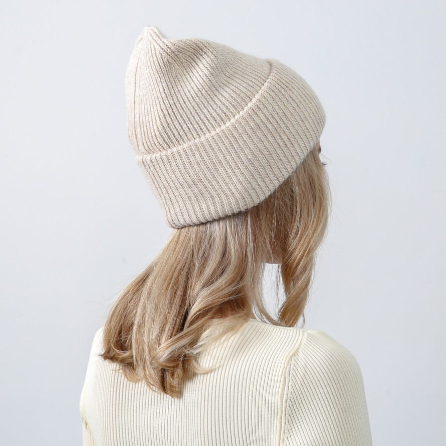 Шапка біні жіноча вовна бежева GEORGE 019-522, фото 4