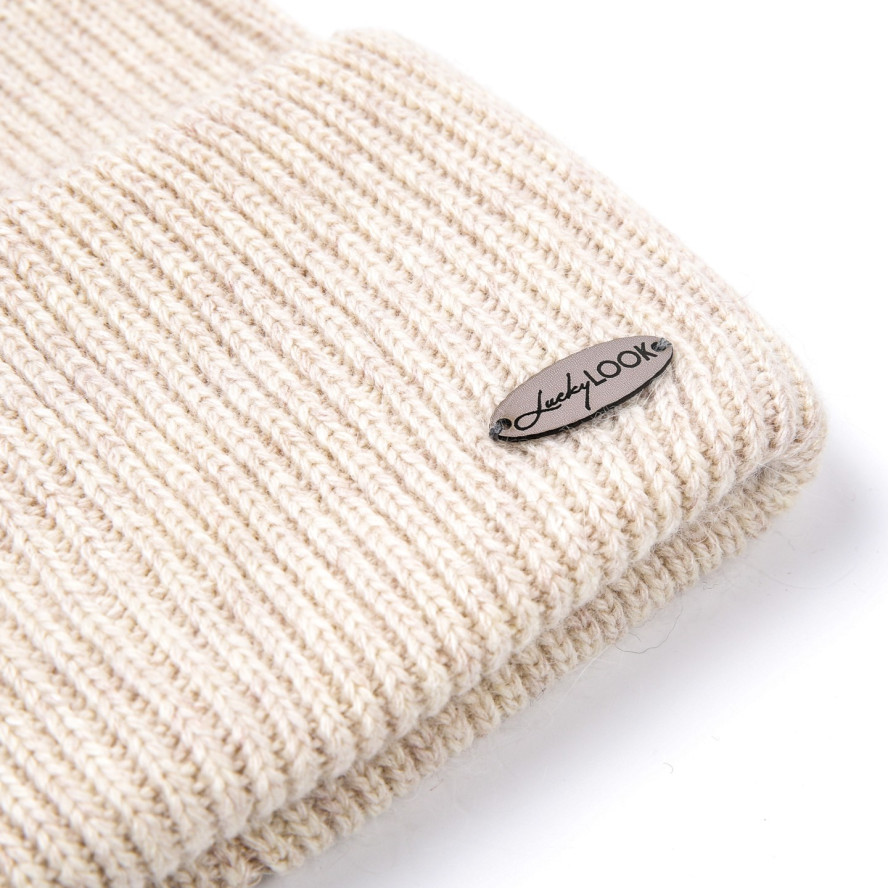 Шапка біні жіноча вовна бежева GEORGE 019-522, фото 2