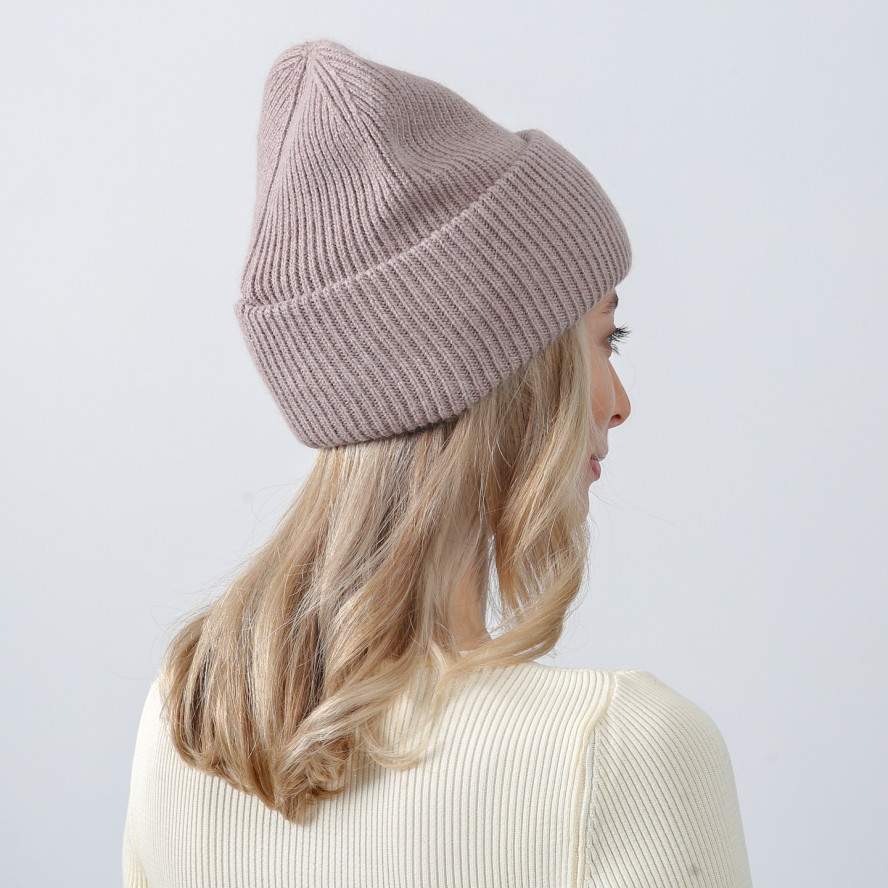 Шапка біні жіноча вовна бежева GEORGE 019-539, фото 4