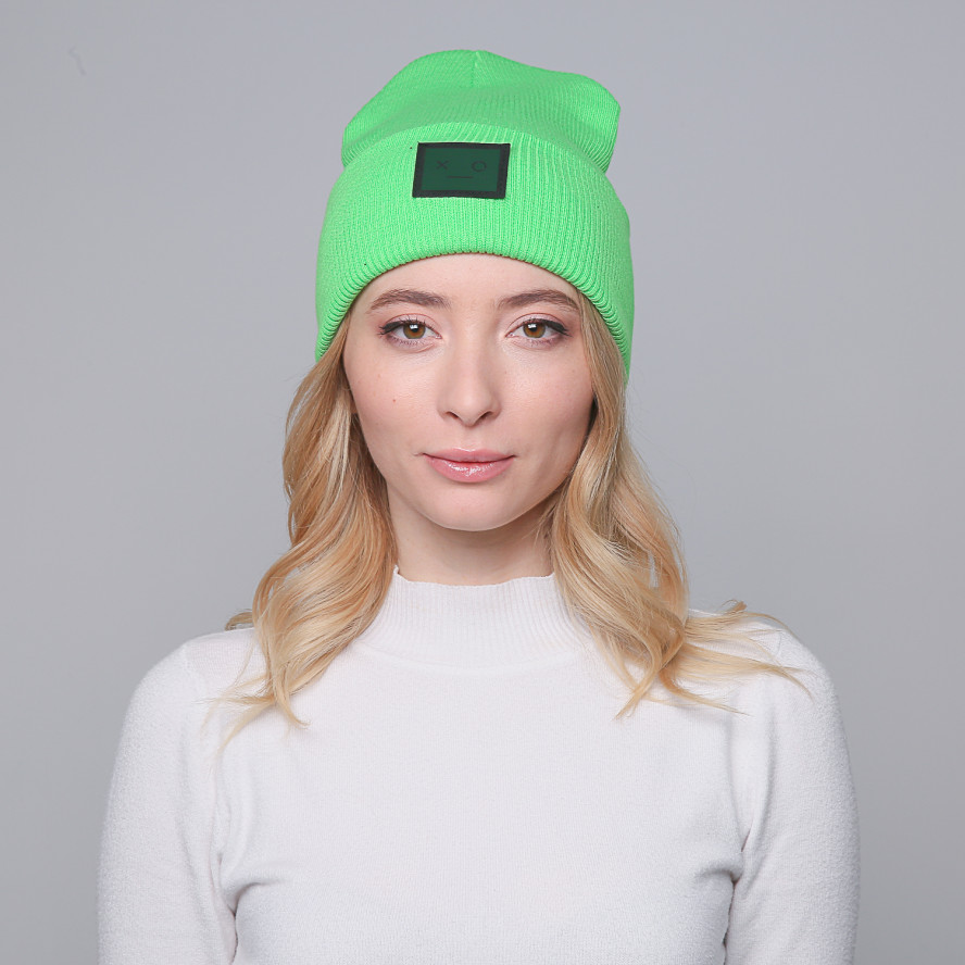 Шапка біні жіноча бавовна зелена SHANE 032-309, фото 4