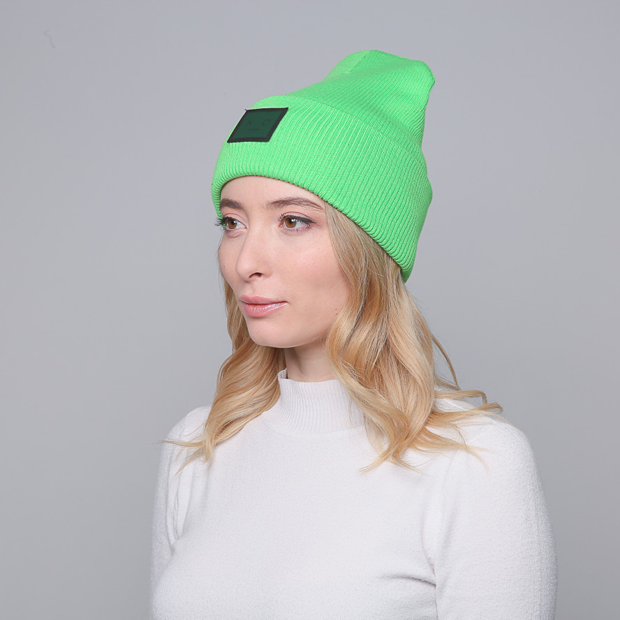 Шапка біні жіноча бавовна зелена SHANE 032-309, фото 3