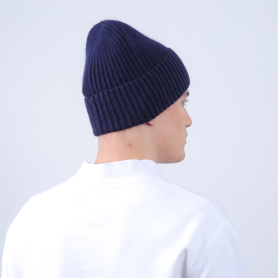 Шапка бини мужская шерсть синяя FREDERICK 040-427, фото 4