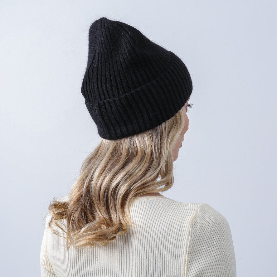 Шапка біні жіноча вовна чорна FREDERICK 040-434, фото 4